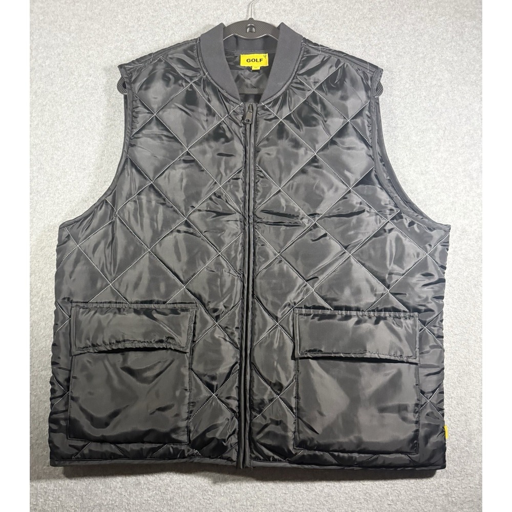 GOLF Men's Black Quilted Puffer Vest XL Full Zip Polyester GOLF WANG